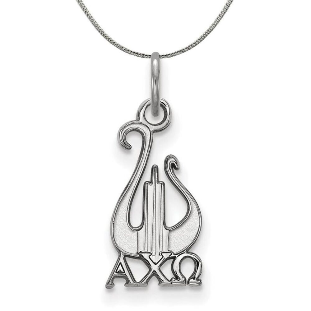 Sterling Silver Alpha Chi Omega Small Pendant Necklace - 24 Inch